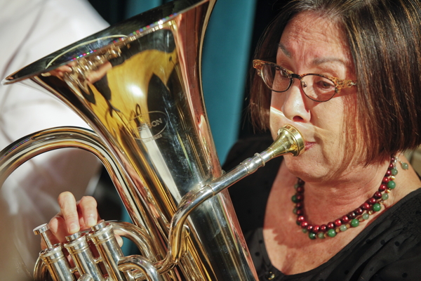 woman playing euphonium